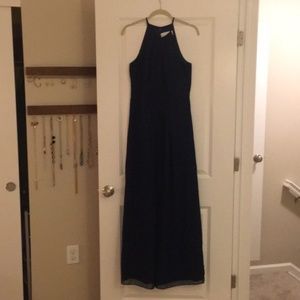 Navy floor length bridesmaid dress